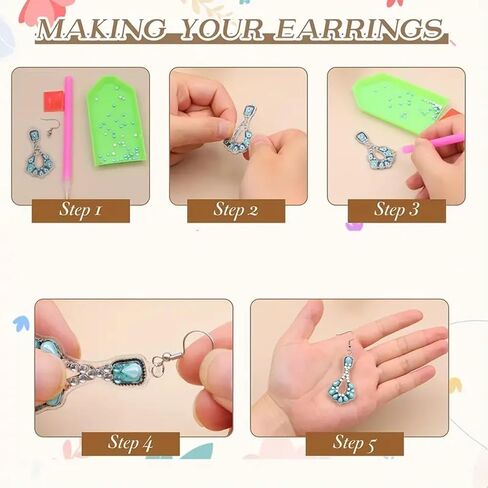 ndnxyxgs 10 أزواج من أقراط الماس ، أدوات حرك فن الماس DIY للبالغين ، هدايا زخرفة DIY لطيفة لأعياد الميلاد ، عيد الميلاد ، عيد الشكر. (اثنين) in Kuwait