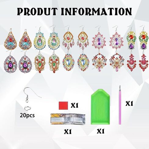 ndnxyxgs 10 أزواج من أقراط الماس ، أدوات حرك فن الماس DIY للبالغين ، هدايا زخرفة DIY لطيفة لأعياد الميلاد ، عيد الميلاد ، عيد الشكر. (اثنين) in Kuwait