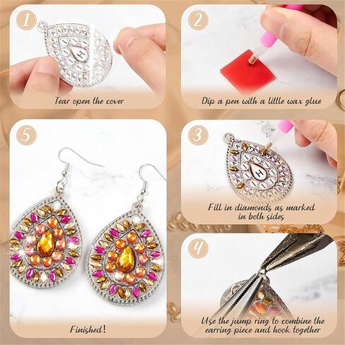 ndnxyxgs 10 أزواج من أقراط الماس ، أدوات حرك فن الماس DIY للبالغين ، هدايا زخرفة DIY لطيفة لأعياد الميلاد ، عيد الميلاد ، عيد الشكر. (اثنين) in Kuwait