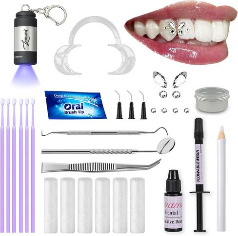 مجموعة جوهرة الأسنان المهنية - تشمل المواد اللاصقة ، والضوء العلاج ، و Super Bling Crystal ، ومجموعة مجوهرات الأسنان DIY ، ومجموعة جوهرة الأسنان المنزلية ، والتطبيق الآمن والسهل - التألق طويل الأمد (مجموعة الفراشة) in Kuwait