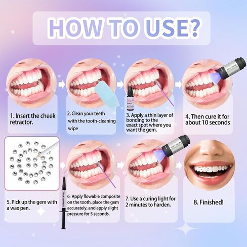 Tooth Gem Kit Professional- Include Adhesive, Cure Light, Super Bling Crystal, DIY Dental Jewelry Set, Home Teeth Gem Kit, Safe & Easy Application - Long Lasting Sparkle (Butterfly kit) in Saudi Arabia