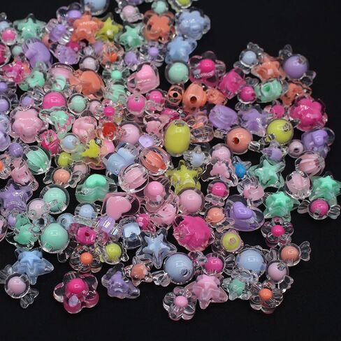 Nikkiguo 200 PCS Acrylic Bear Beads Jewelry Making Kit - 24 لونًا في 4 أنماط: حلوى اللون ، شفاف ، غير شفاف وتوهج في الخرز المظلم مع الأسلاك ، المشابك للأساور DIY ، القلادات ، مفاتيح المفاتيح in Saudi Arabia