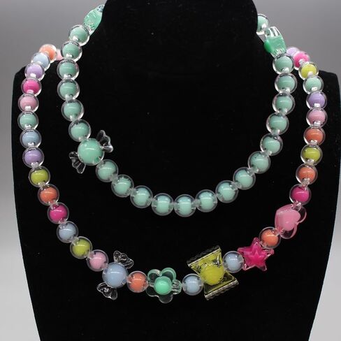Nikkiguo 200 PCS Acrylic Bear Beads Jewelry Making Kit - 24 لونًا في 4 أنماط: حلوى اللون ، شفاف ، غير شفاف وتوهج في الخرز المظلم مع الأسلاك ، المشابك للأساور DIY ، القلادات ، مفاتيح المفاتيح in Saudi Arabia