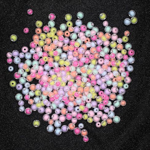 Nikkiguo 200 PCS Acrylic Bear Beads Jewelry Making Kit - 24 لونًا في 4 أنماط: حلوى اللون ، شفاف ، غير شفاف وتوهج في الخرز المظلم مع الأسلاك ، المشابك للأساور DIY ، القلادات ، مفاتيح المفاتيح in Saudi Arabia