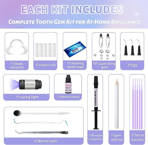 Tooth Gem Kit Professional- Include Adhesive, Cure Light, Super Bling Crystal, DIY Dental Jewelry Set, Home Teeth Gem Kit, Safe & Easy Application - Long Lasting Sparkle (Butterfly kit) in Saudi Arabia