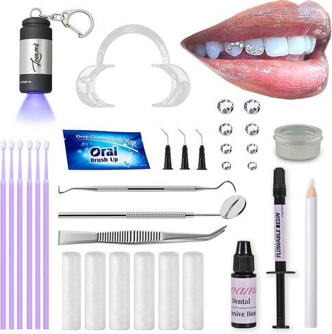 مجموعة جوهرة الأسنان المهنية - تشمل المواد اللاصقة ، والضوء العلاج ، و Super Bling Crystal ، ومجموعة مجوهرات الأسنان DIY ، ومجموعة جوهرة الأسنان المنزلية ، والتطبيق الآمن والسهل - التألق طويل الأمد (مجموعة الفراشة) in Kuwait