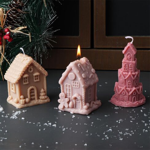 3D Gingerbread House Candle Mould ، عيد الميلاد الزنجبيل ، قالب سيليكون من أجل فندان ، الشوكولاتة ، شمعة شمع الصويا ، الصابون ، الجص ، قنبلة حمام ، صب راتنج الإيبوكسي ، الحرف الكريمة (ب) in Saudi Arabia