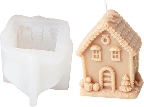 3D Gingerbread House Candle Mould ، عيد الميلاد الزنجبيل ، قالب سيليكون من أجل فندان ، الشوكولاتة ، شمعة شمع الصويا ، الصابون ، الجص ، قنبلة حمام ، صب راتنج الإيبوكسي ، الحرف الكريمة (ب) in Saudi Arabia
