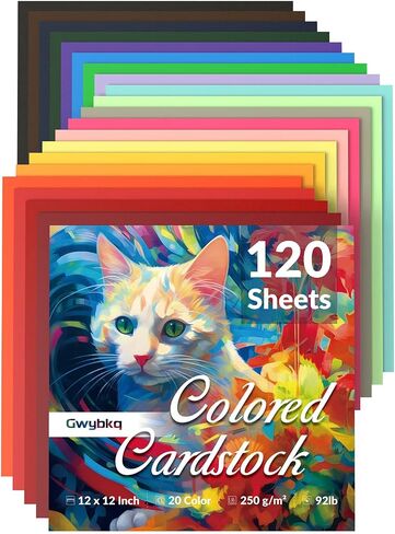 120 Sheets Colored Cardstock 12" x 12", Cardstock Paper 250gsm/92lb for Printer, 20 Colors Card Stcok for Scrapbooking, Card Making, Craft Supplies in Saudi Arabia