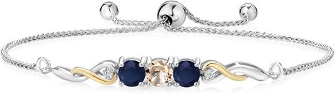 Gem Stone King 925 Sterling Silver and 10K Yellow Gold White Lab Grown Diamond Tennis Bracelet For Women (1.72 Cttw, Gemstone April Birthstone, Fully Adjustable Up to 9 Inch) in Saudi Arabia