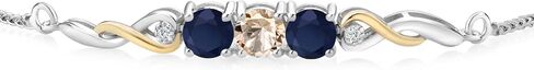 Gem Stone King 925 Sterling Silver and 10K Yellow Gold White Lab Grown Diamond Tennis Bracelet For Women (1.72 Cttw, Gemstone April Birthstone, Fully Adjustable Up to 9 Inch) in Saudi Arabia