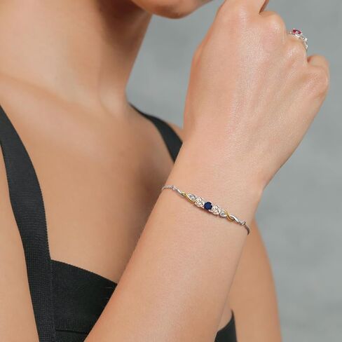 Gem Stone King 925 Sterling Silver and 10K Yellow Gold White Lab Grown Diamond Tennis Bracelet For Women (1.72 Cttw, Gemstone April Birthstone, Fully Adjustable Up to 9 Inch) in Saudi Arabia