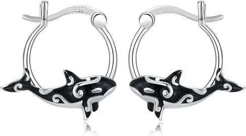 Dragon Earrings Sterling Silver Hoop Dragon Hoop Earrings Black Dragon Dangle Drop Earrings Viking Dragon Jewelry Gifts for Women Mother's Day, Sterling Silver, No Gemstone in Saudi Arabia