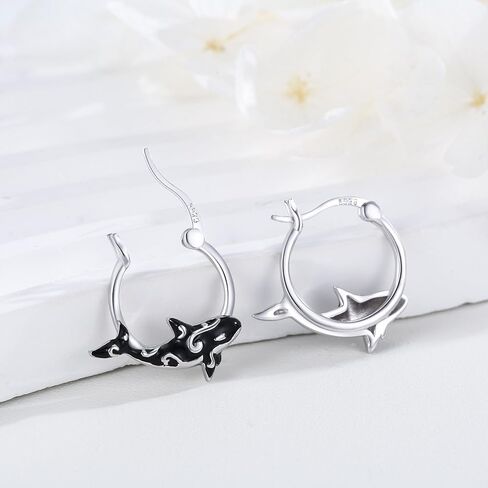 Dragon Earrings Sterling Silver Hoop Dragon Hoop Earrings Black Dragon Dangle Drop Earrings Viking Dragon Jewelry Gifts for Women Mother's Day, Sterling Silver, No Gemstone in Saudi Arabia