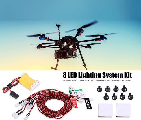 RC Light Kit, RC 8 LED Lights System, Simulation Flashing Rc Plane LED Light Kit Simulation Flashing Lights for Rc Airplane Helicopter in Saudi Arabia