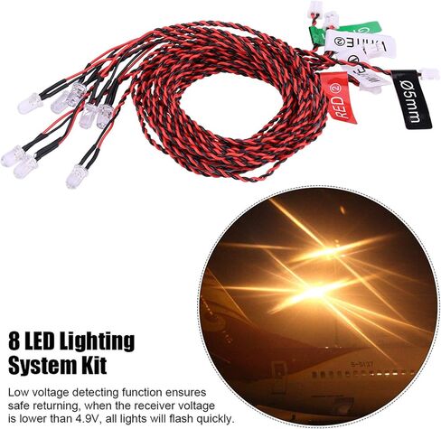 RC Light Kit, RC 8 LED Lights System, Simulation Flashing Rc Plane LED Light Kit Simulation Flashing Lights for Rc Airplane Helicopter in Saudi Arabia