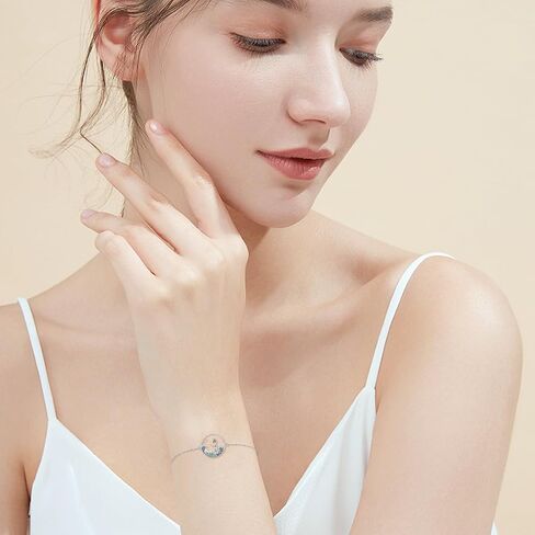Sloth Bracelet Sterling Silver Sloth Adjustable Bracelet Anklets with Cz Leaf Bracelet Cute Sloth Jewelry Gifts for Women Girl, Sterling Silver  Silver Cubic Zirconia, no gemstone in Saudi Arabia