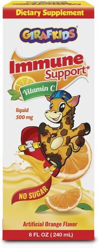 GirafKids Multivitamin Syrup for Children – 8Oz Fl Toddler Multivitamin Liquid Dietary Supplement – Rich in Omega 3, Beta Glucan, Quercetin, Vitamins – Delicious Peach Flavor in Saudi Arabia