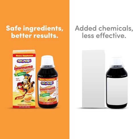 GirafKids Multivitamin Syrup for Children – 8Oz Fl Toddler Multivitamin Liquid Dietary Supplement – Rich in Omega 3, Beta Glucan, Quercetin, Vitamins – Delicious Peach Flavor in Saudi Arabia