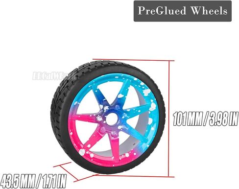 إطارات الطرق السريعة RC لـ 1/7 من الانتهاك 6S BLX/LIMINLING ، 1/8 TYPHON 6S BLX ، 7 متحدثة حافة العجلات والإطارات على الطرق السريعة المطاطية RC إطارات الانجراف ، سطح الكربون (أسود) in Kuwait