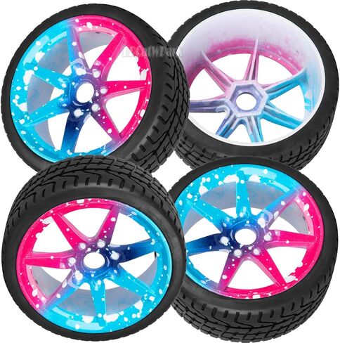 إطارات الطرق السريعة RC لـ 1/7 من الانتهاك 6S BLX/LIMINLING ، 1/8 TYPHON 6S BLX ، 7 متحدثة حافة العجلات والإطارات على الطرق السريعة المطاطية RC إطارات الانجراف ، سطح الكربون (أسود) in Kuwait