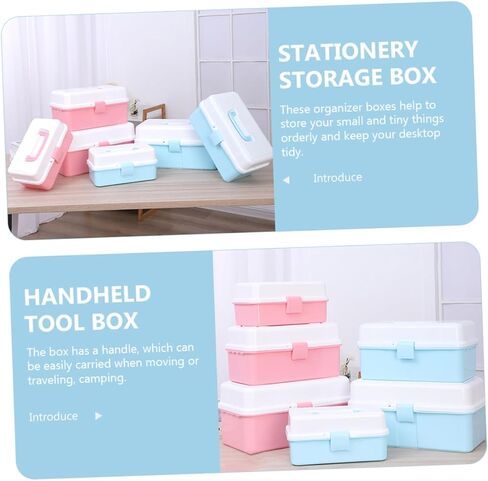 Mobestech Tool Box Sturdy Pp Material Organize Boys and Girls Toys Crafts Handheld Stationery Storage in Saudi Arabia