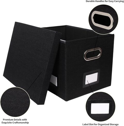 Portable File Organizer Box with Lid, Filing Box with Handle, Multi-Label Slots, Perfect for Office/Home/Decor (Light Green) in Saudi Arabia