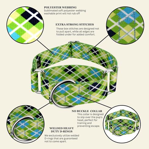 Country Brook Petz - Hossfit Jr Wide Martingale Dog Collar - مجموعة منقوشة و Argyle التي تضم تصاميم ساحرة (Buffalo Plaid ، Medium) in Saudi Arabia