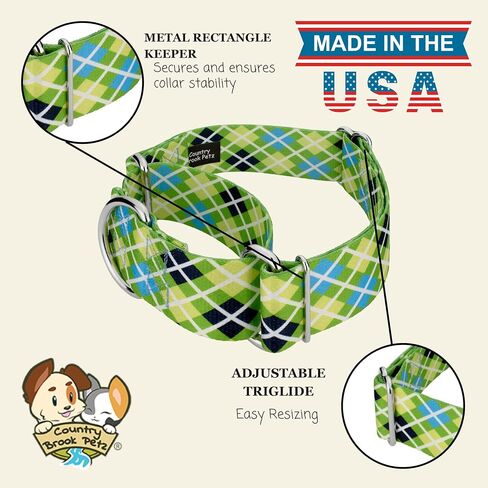 Country Brook Petz - Hossfit Jr Wide Martingale Dog Collar - مجموعة منقوشة و Argyle التي تضم تصاميم ساحرة (Buffalo Plaid ، Medium) in Saudi Arabia