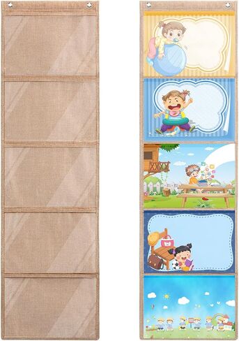 1pcs مخطط كبير لخزقة الجيب 5 شبكة 46.5 × 13.7 بوصة معلق الجدار معلق الجدار منظم التخزين مخطط جيب لبطاقة الفصول الدراسية مزرعة الصور الواجب المنزلي in Kuwait