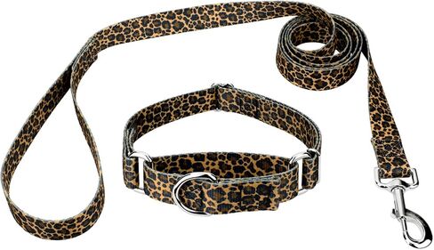 Country Brook Petz - Cheetah Martingale Dog Collar and Leash - Animal Prints Collection Phints Wild Designs (5/8 Inch ، Small) in Saudi Arabia