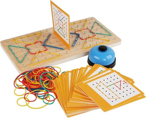 Montessori Geoboard with Rubber Bands | 2-Player Educational Board Game for Kids Ages 3-8 | STEM Math Manipulatives & Fine Motor Skills Toys | Sensory Learning Activity for Preschool, Kindergarten in Saudi Arabia