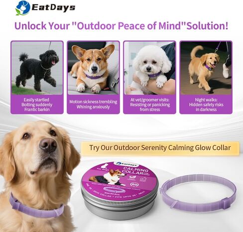 Fluorescent Calming Collar for Dogs and Cats with Pheromones - Maximum Anxiety Relief & Stress Reduction for Thunderstorms,Travel, Fireworks and Noise Phobias - Long Lasting 30 Days in Saudi Arabia