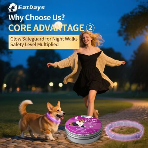 Fluorescent Calming Collar for Dogs and Cats with Pheromones - Maximum Anxiety Relief & Stress Reduction for Thunderstorms,Travel, Fireworks and Noise Phobias - Long Lasting 30 Days in Saudi Arabia