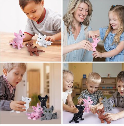 3D Printed Cat Fidget Toys, Realistic Sphynx Cat Figure with Multi Joints Movable, Cute Animal Executive Desk Toy for Kitty Lovers and Pet Collectors (Black) in Saudi Arabia
