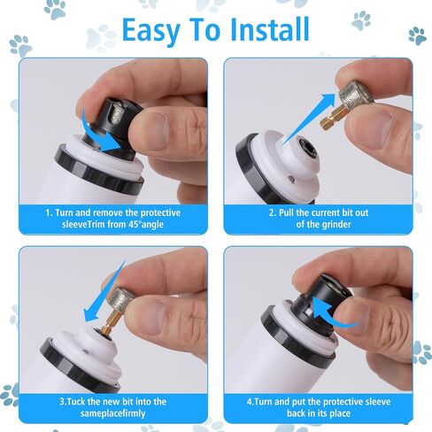 Pet Nail Grinder for Dogs and Cats - Super Quiet and Low Vibration Electric Dog Nail Grinder with 2 LED Lights - USB Rechargeable and Cordless - 3 Speeds - Small to Large Pets (White) in Saudi Arabia