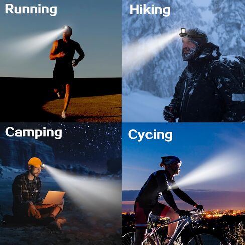 ال هوست مصباح قبعة LED قابل لاعادة الشحن 800 لومن - تعتيم بدون خطوات بدون استخدام اليدين - مصباح امامي قابل للتعديل 180 درجة بطارية 1200mh، مقاوم للماء IPX5 للجري وصيد الاسماك والتخييم in Kuwait