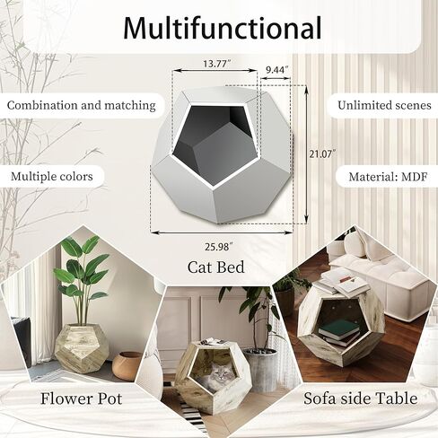 طاولة جانبية Cat Modern - 26 "MDF Pet Furniture متعددة الوظائف مع التخزين ، النهاية البيضاء ، يحمل 165 رطلاً in Kuwait