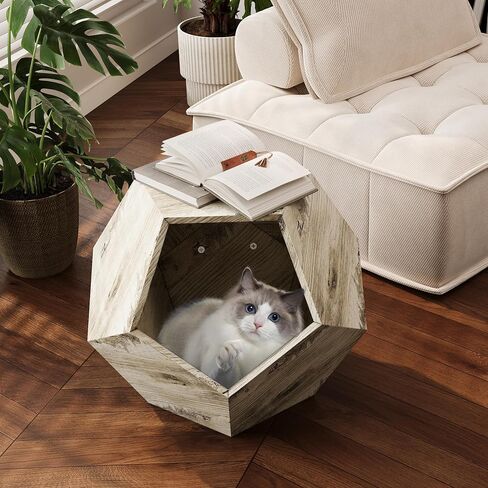 طاولة جانبية Cat Modern - 26 "MDF Pet Furniture متعددة الوظائف مع التخزين ، النهاية البيضاء ، يحمل 165 رطلاً in Kuwait