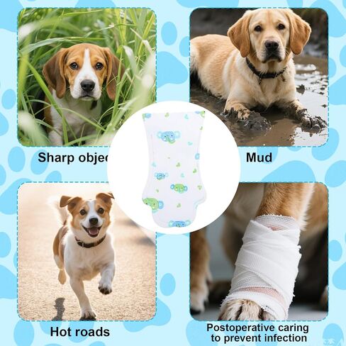20pcs Single-Used Dog Booties, Waterproof Injured Paw Socks Protector Stop Licking with Adjustable Bandage Cover Breathable Pet Shoes Boots for Medium Dogs & Cats in Saudi Arabia