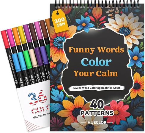 Hueclor 300GSM سمك القسم كلمة كتاب تلوين الكبار للنساء الاسترخاء مع 36 علامة و 40 أنماط روحيا دوامة ملونة الهادئة لا تنزف للإناث الذكور في سن المراهقة تخفيف الإجهاد in Kuwait