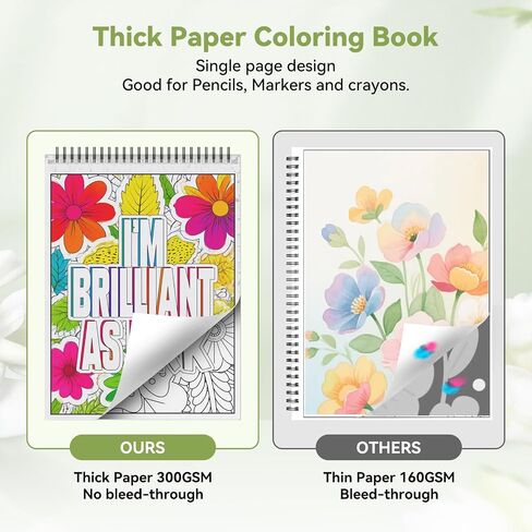 Hueclor 300GSM سمك القسم كلمة كتاب تلوين الكبار للنساء الاسترخاء مع 36 علامة و 40 أنماط روحيا دوامة ملونة الهادئة لا تنزف للإناث الذكور في سن المراهقة تخفيف الإجهاد in Kuwait