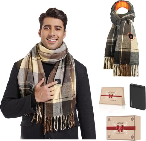 NABEKE Heated Scarf for Women and Men Rechargeable, Electric Scarf USB with Battery 3 Levels Temperatures Control Soft Warm Neck for Winter (Christmas Style) in Kuwait