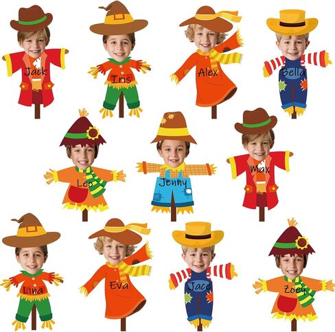 Qyeahkj 48 PCS Fall Scarcrow Bulletin Board Autumn Scarcrow Paper Photo Attouts عيد الشكر صور ديكور للأطفال in Saudi Arabia