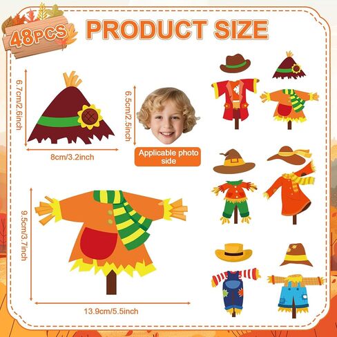 Qyeahkj 48 PCS Fall Scarcrow Bulletin Board Autumn Scarcrow Paper Photo Attouts عيد الشكر صور ديكور للأطفال in Saudi Arabia