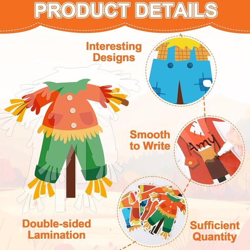 Qyeahkj 48 PCS Fall Scarcrow Bulletin Board Autumn Scarcrow Paper Photo Attouts عيد الشكر صور ديكور للأطفال in Saudi Arabia