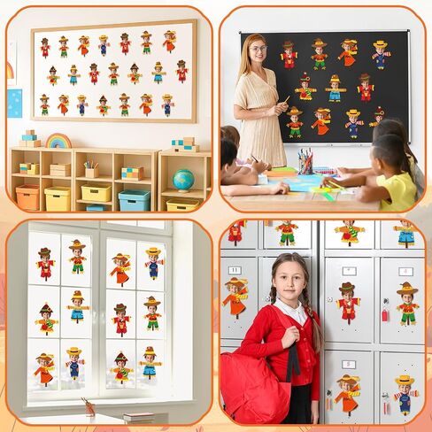 Qyeahkj 48 PCS Fall Scarcrow Bulletin Board Autumn Scarcrow Paper Photo Attouts عيد الشكر صور ديكور للأطفال in Saudi Arabia