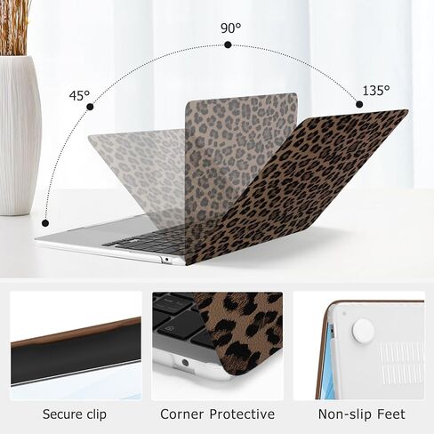 MOSISO Compatible with MacBook Air 13 inch Case 2025-2022 M4 A3240 M3 A3113 M2 A2681, Anti-Fingerprint Cheetah Spots PU Leather Coated Hard Shell&Keyboard Cover for MacBook Air 13.6 inch Case, Brown in Saudi Arabia