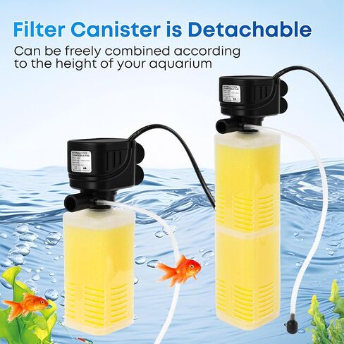 320GPH Aquarium Filter for 40-100 Gallon Fish Tank-4-in-1 Submersible Internal Filter with Biochemical Filtration,Powerful Water Pump,Air Supply, and Wavemaker for Large Tanks and Ponds in Saudi Arabia