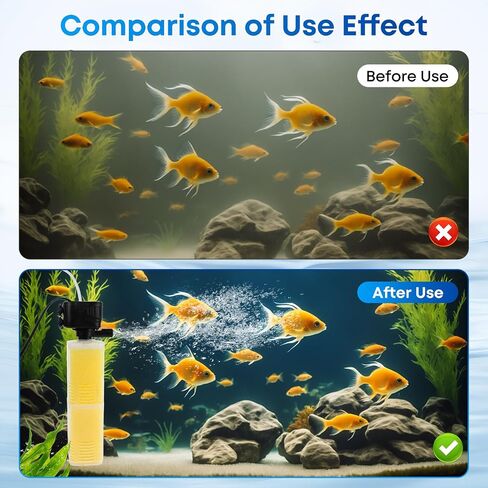 320GPH Aquarium Filter for 40-100 Gallon Fish Tank-4-in-1 Submersible Internal Filter with Biochemical Filtration,Powerful Water Pump,Air Supply, and Wavemaker for Large Tanks and Ponds in Saudi Arabia
